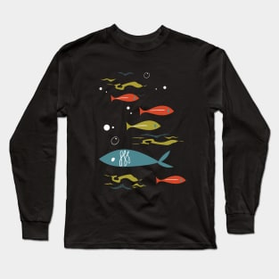 Mid Century Fish (front only) Long Sleeve T-Shirt